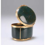 AN 18TH CENTURY GOLD-MOUNTED BLOODSTONE BOX