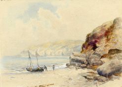GEORGE BARKER (1882-1965) FISHING BOATS ON THE COAST, A PAIR