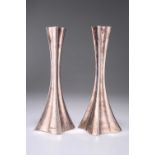 A PAIR OF HAZORFIM SILVER CANDLESTICKS