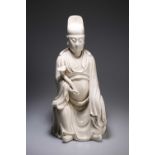 A LARGE CHINESE BLANC DE CHINE FIGURE