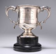 A GEORGE V SILVER TWIN-HANDLED TROPHY CUP