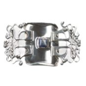 OLIVER BAKER FOR LIBERTY & CO - A SILVER AND LAPIS LAZULI BUCKLE