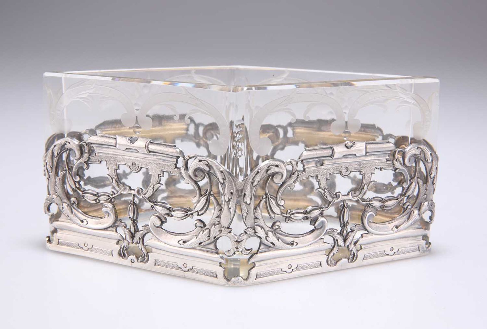 A FRENCH SILVER-MOUNTED GLASS BOWL