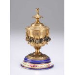 A 19TH CENTURY GILT-METAL AND ENAMEL INKWELL