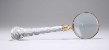 A COUNTRY HOUSE BRASS-MOUNTED MAGNIFYING GLASS