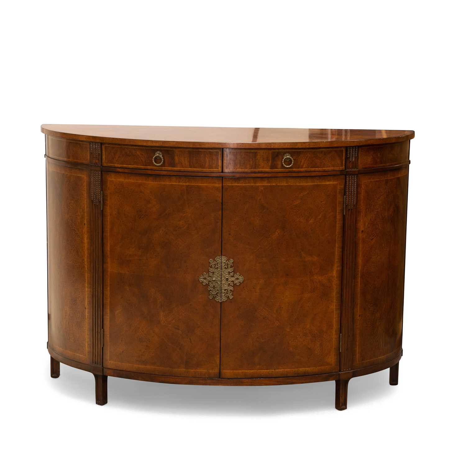 A WALNUT DEMILUNE SIDEBOARD, BY JONATHAN CHARLES FURNITURE