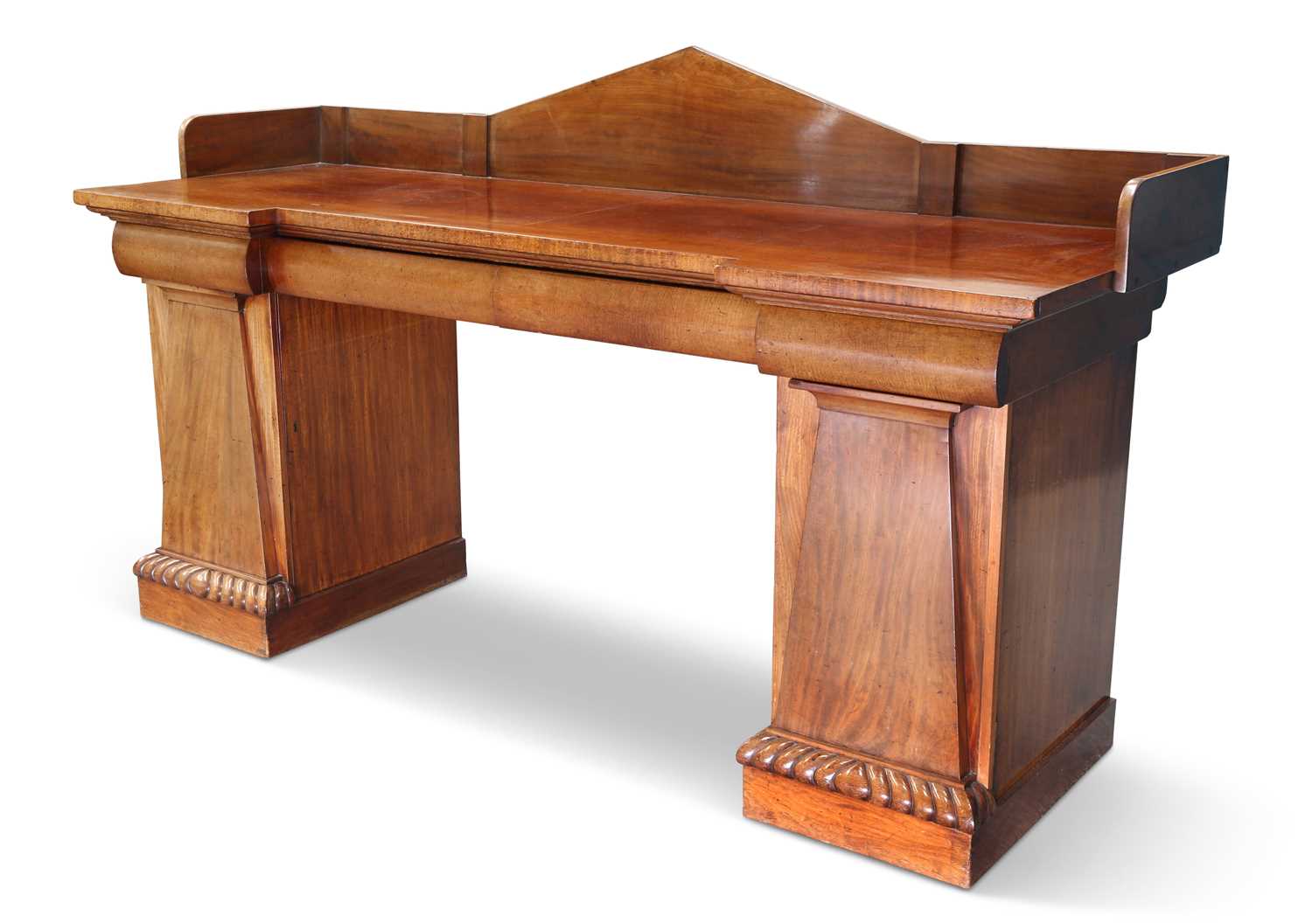 A WILLIAM IV MAHOGANY PEDESTAL BREAKFRONT SIDEBOARD