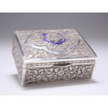 AN INDIAN SILVER AND ENAMEL CIGARETTE BOX