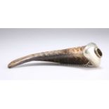 A LARGE SNUFF MULL/POWDER HORN