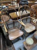 A PAIR OF 19TH CENTURY ELM AND OAK WINDSOR CHAIRS