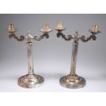 A PAIR OF EARLY 20TH CENTURY SILVER PLATED TABLE LAMPS, POSSIBLY FROM AN OCEAN LINER