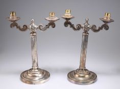A PAIR OF EARLY 20TH CENTURY SILVER PLATED TABLE LAMPS, POSSIBLY FROM AN OCEAN LINER