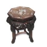 A 19TH CENTURY CHINESE MOTHER-OF-PEARL INLAID ROSEWOOD JARDINIÈRE STAND