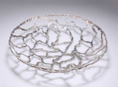 A LARGE MODERNIST SILVER OPENWORK BOWL