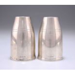 A PAIR OF ELIZABETH II SILVER SALT AND PEPPER POTS