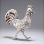 A DUTCH SILVER MODEL OF A COCKEREL, 19TH CENTURY