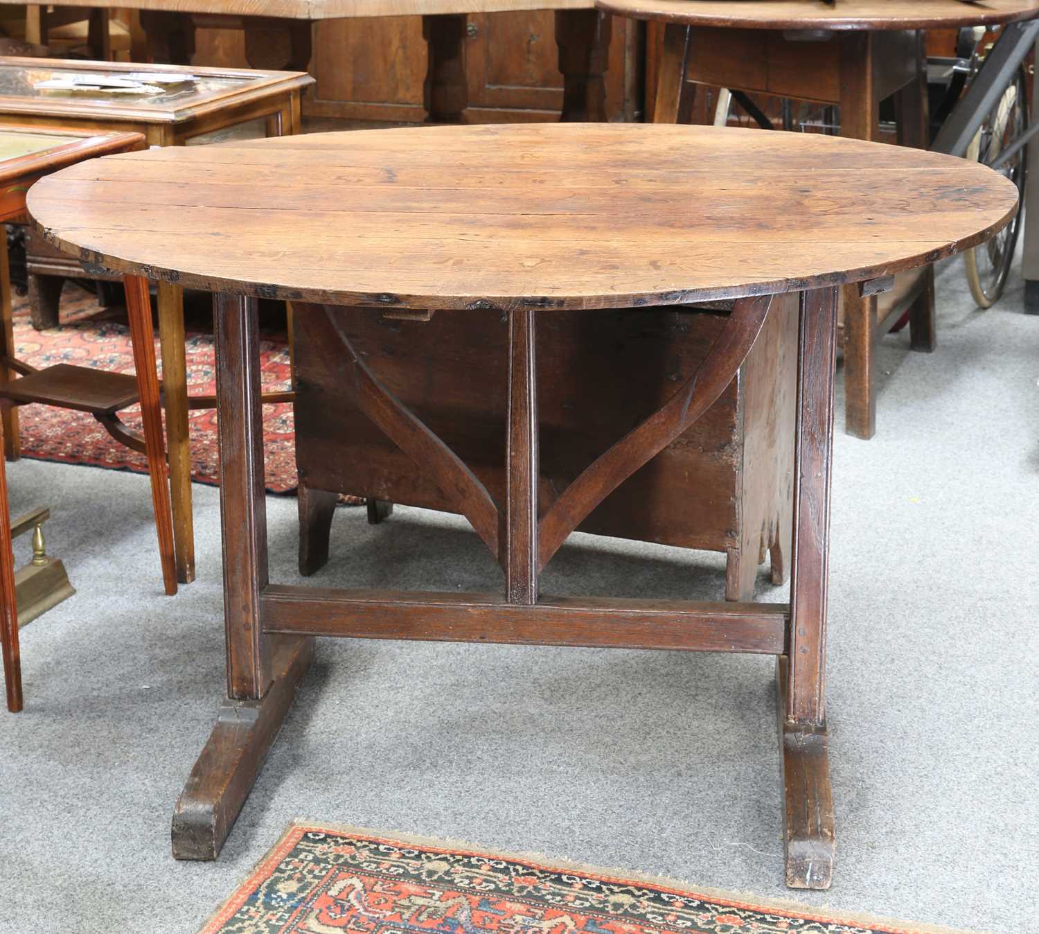 A 19TH CENTURY FRENCH OAK WINE-TASTING TABLE - Image 2 of 4