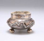 A CHINESE SILVER PIN-CUSHION JAR