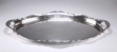 A FINE EDWARDIAN SILVER TWO-HANDLED TRAY