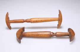 TWO 19TH CENTURY TREEN HAT STRETCHERS