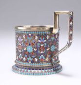 A LATE 19TH CENTURY RUSSIAN SILVER AND ENAMEL CUP