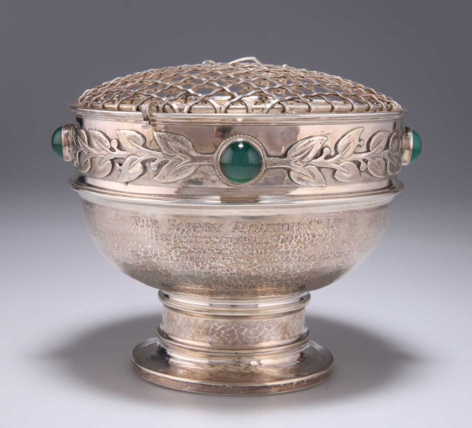 AN ARTS AND CRAFTS HAMMERED SILVER ROSE BOWL