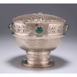 AN ARTS AND CRAFTS HAMMERED SILVER ROSE BOWL