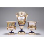 A CHAMBERLAIN'S WORCESTER GARNITURE OF THREE VASES