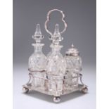 A LATE VICTORIAN ELECTROPLATED FOUR-BOTTLE CRUET SET