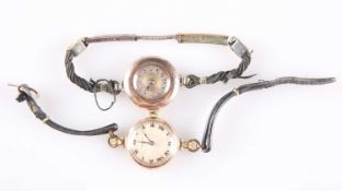 TWO LADY'S 9 CARAT GOLD STRAP WATCHES