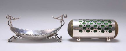 AN AMERICAN STERLING SILVER DISH AND AN EDWARDIAN SILVER-PLATED PIN-CUSHION