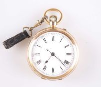 A GOLD FILLED OPEN-FACED CHRONOGRAPH POCKET WATCH