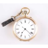 A GOLD FILLED OPEN-FACED CHRONOGRAPH POCKET WATCH