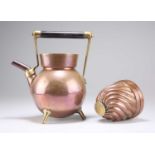 CHRISTOPHER DRESSER FOR BENHAM & FROUD, A COPPER AND BRASS TEA KETTLE