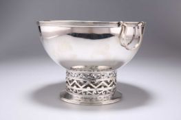 AN EDWARDIAN SILVER TWO-HANDLED BOWL