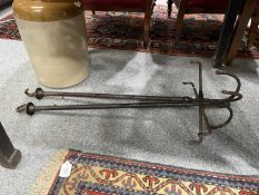 A PAIR OF VICTORIAN IRON ADJUSTABLE GAME/JACK HOOKS