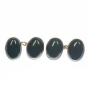 A PAIR OF BLOODSTONE DOUBLE CUFFLINKS
