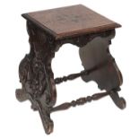 A RENAISSANCE STYLE CARVED AND STAINED BEECH OCCASIONAL TABLE, 19TH CENTURY