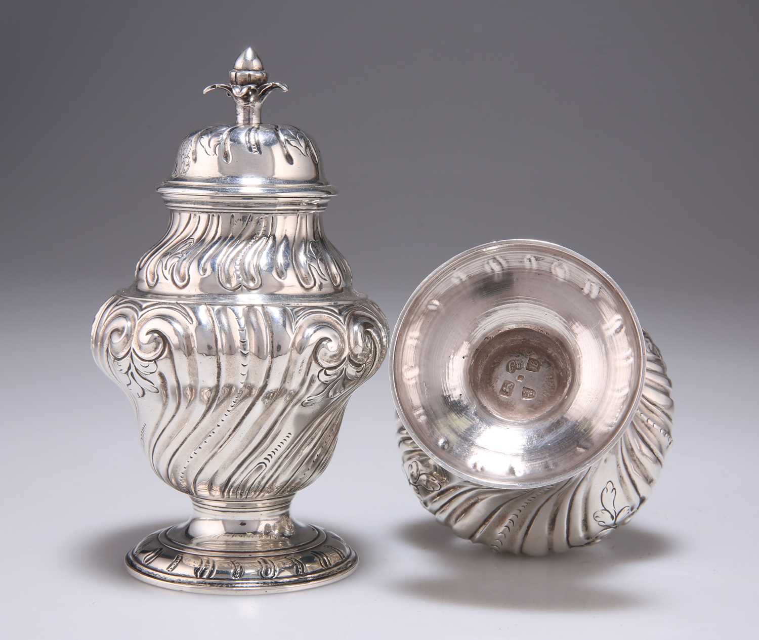 A PAIR OF GEORGE II SILVER CADDIES - Image 2 of 2