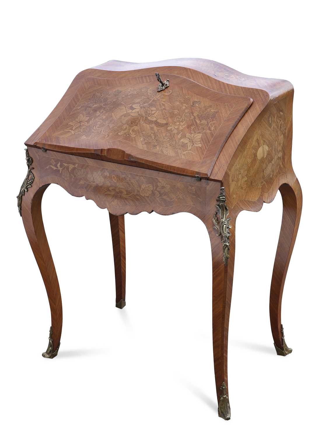 A LOUIS XV STYLE FLORAL MARQUETRY BUREAU DE DAME