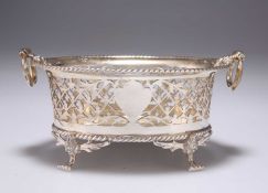 A GEORGE V SMALL SILVER TWIN-HANDLED BASKET