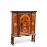 MASONIC INTEREST: AN INLAID MAHOGANY CABINET ON STAND, 19TH CENTURY