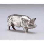 A CONTINENTAL CAST SILVER MODEL OF A PIG