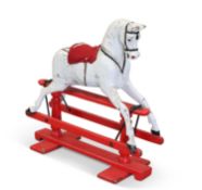 A VINTAGE PAINTED WOODEN ROCKING HORSE
