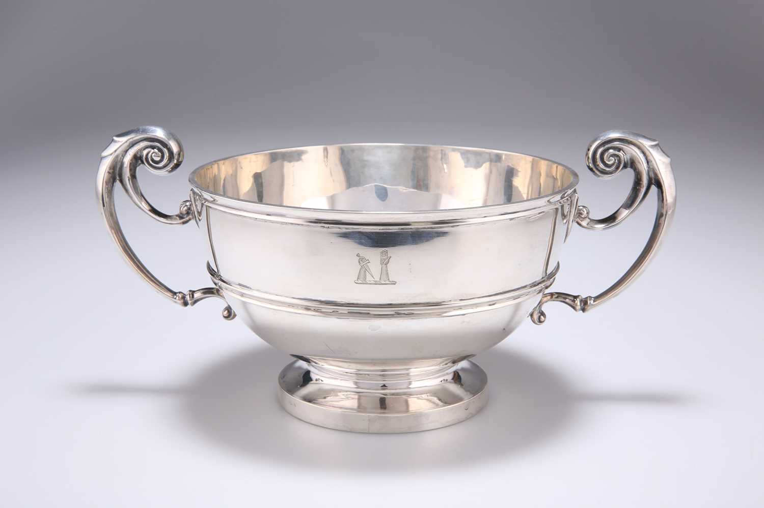 A LATE VICTORIAN SILVER TWIN-HANDLED PEDESTAL BOWL