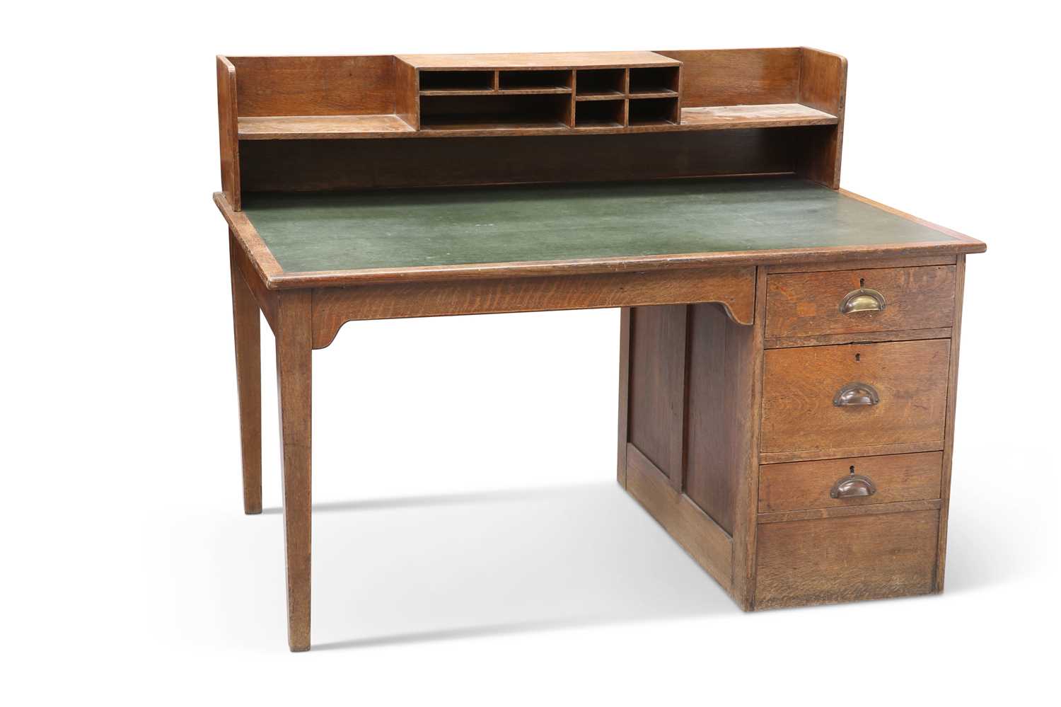 A VINTAGE "MINISTRY" OAK DESK