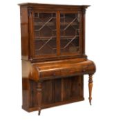 A WILLIAM IV ROSEWOOD 'PIANO' SECRÉTAIRE BOOKCASE
