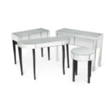 FOUR CONTEMPORARY MIRRORED TABLES
