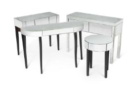 FOUR CONTEMPORARY MIRRORED TABLES