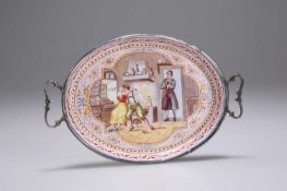 A VIENNESE SILVER AND ENAMEL MINIATURE TWO-HANDLED TRAY, BY LUDWIG POLITZER, CIRCA 1870